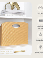 Load image into Gallery viewer, Gold Magazine Basket, PVC Leather Decorative Magazine Holder