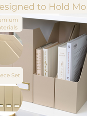 Load image into Gallery viewer, Set of 6 Foldable Magazine File Holders in Taupe with Label Holders