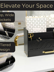 Load image into Gallery viewer, BLU MONACO Black Mail Organizer with Drawer and Gold Handle