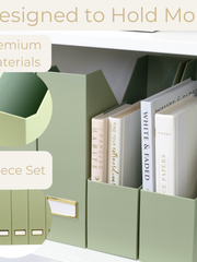 Load image into Gallery viewer, Set of 6 Foldable Magazine File Holders in Earth Green with Label Holders