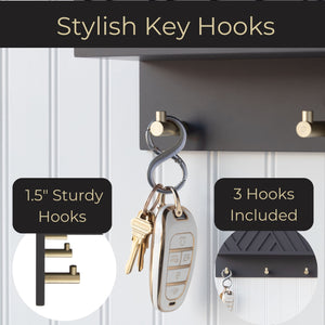 Load image into Gallery viewer, Mail Organizer Wall Mounted - Grey Wood Wall Mount Mail Holder Modern Key Holder