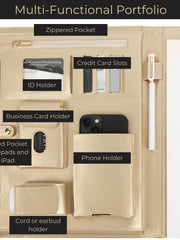 Load image into Gallery viewer, Brown Vegan Leather Portfolio Binder -Padfolio with Magnetic Closure & Gold Trim