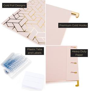 Load image into Gallery viewer, Set of 12 Pink Cute Hanging File Folders Letter Size with Geometric Gold Foil Designs, Letter Size Decorative Hanging Folders for Filing Cabinet and Hanging File System, File Cabinet Folders