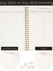 Load image into Gallery viewer, Teacher Planner 2024-2025 Academic Year - Cream Gold Dots Academic Planner 2024-2025 8.5” x 11” - Weekly Monthly Calendar Lesson Planner Gold Spiral Bound July 2024-2025 - 215 Stickers and Bookmark