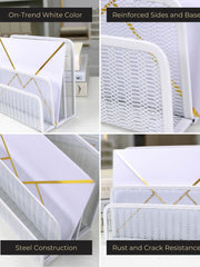 Load image into Gallery viewer, White Metal Mesh Letter Sorter – 3-Slot Mail Organizer for Desk, Office & Home