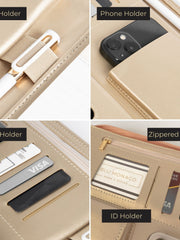 Load image into Gallery viewer, BLU MONACO Pink Vegan Leather Portfolio Binder for Women - Professional Padfolio Work Organizer with Gold Trim, Zippered Business Case for Documents