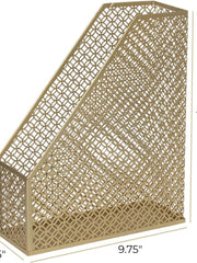 Load image into Gallery viewer, Riviera Gold Magazine File Holder - Decorative Magazine Holder for Desk - Metal Magazine Holders for Shelves - Magazine Organizer Bin - Book Holder and File Boxes
