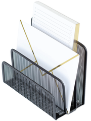 Load image into Gallery viewer, Black Metal Mesh Letter Sorter – 3-Slot Mail Organizer for Desk, Office & Home