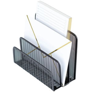 Load image into Gallery viewer, Black Metal Mesh Letter Sorter – 3-Slot Mail Organizer for Desk, Office & Home