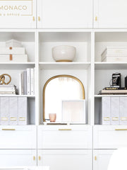 Load image into Gallery viewer, BLU MONACO Set of 4 Elegant Magazine Holders with White Marble Design and Gold Label Holders - Perfect File Holder for Desk, Magazine Storage for Home Office, and Classroom Organization and Storage