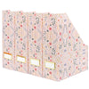Foldable Magazine File Set of 4 with Floral Boho Design – Decorative Cardboard Magazine Organizer for Home, Office & Dorm Room