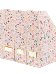Load image into Gallery viewer, Foldable Magazine File Set of 4 with Floral Boho Design – Decorative Cardboard Magazine Organizer for Home, Office & Dorm Room