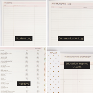 Load image into Gallery viewer, Teacher Planner 2024-2025 Academic Year - Cream Gold Dots Academic Planner 2024-2025 8.5” x 11” - Weekly Monthly Calendar Lesson Planner Gold Spiral Bound July 2024-2025 - 215 Stickers and Bookmark