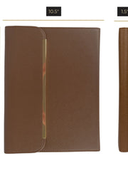 Load image into Gallery viewer, Brown Vegan Leather Portfolio Binder -Padfolio with Magnetic Closure & Gold Trim