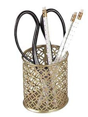 Load image into Gallery viewer, BLU MONACO Gold Pen Cup - Metal Pencil Cup - Gold Desktop Pencil Holder - Desk Pen Holder