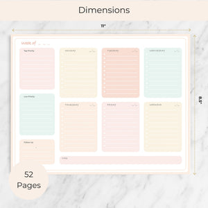 Load image into Gallery viewer, Pastel Border Weekly Planner Notepad – Weekly To-Do List with 52 Tear-Off Sheets – Soft Pastel Weekly Planner Pad with Calendar, Goals, and Priorities