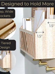 Load image into Gallery viewer, Mail Organizer Wall Mounted - Wooden Mail Holder for Keys Holder on Wall