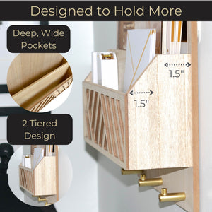 Load image into Gallery viewer, Mail Organizer Wall Mounted - Wooden Mail Holder for Keys Holder on Wall