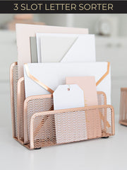 Load image into Gallery viewer, Rose Gold Metal Mesh Letter Sorter