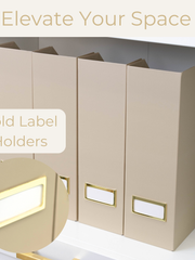 Load image into Gallery viewer, Set of 6 Foldable Magazine File Holders in Taupe with Label Holders