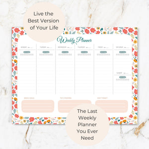 Load image into Gallery viewer, Floral Weekly Planner Notepad – Weekly To-Do List with Water Tracker and 52 Tear-Off Sheets – Bright Floral Planner Pad with Calendar, Goals, and To-Do Lists
