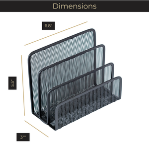 Load image into Gallery viewer, Black Metal Mesh Letter Sorter – 3-Slot Mail Organizer for Desk, Office & Home