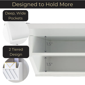 Load image into Gallery viewer, Mail Organizer Wall Mounted - White Wooden Mail Holder for Wall - Key Hanger