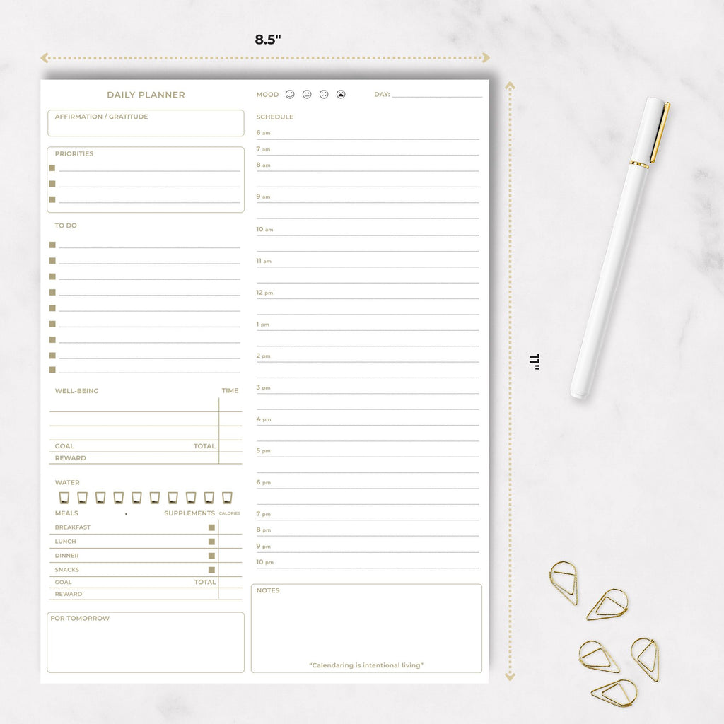 A5 Daily Planner 50 Sheet Note Pad with Schedule, Priority