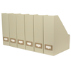Set of 6 Foldable Magazine File Holders in Beige Linen with Label Holders