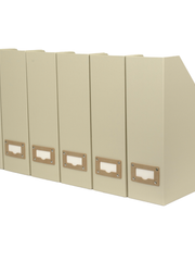 Load image into Gallery viewer, Set of 6 Foldable Magazine File Holders in Beige Linen with Label Holders