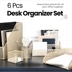 Load image into Gallery viewer, Gold Desk Accessories for Women Office 6 Piece Gold Desk Set Gold Office Organizer - Office Supplies Gold - Office Organization Set - Desk Organizer for Women Gold Desk Sets and Accessories for Women