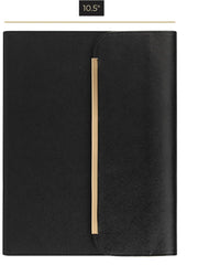 Load image into Gallery viewer, Portfolio Binder - Black Vegan Leather Padfolio for Women - Leather Portfolio Folder with Gold Trim - Portfolio Organizer Notebook - Professional Binder Folio - Business Portfolio Case by Blu Monaco