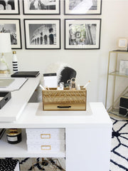 Load image into Gallery viewer, BLU MONACO Natural Wood Desktop Pen Organizer with Drawer - Stylish and Versatile Pen Holder and Stationery Organizer for Office and Art Supplies. 6 Convenient Storage Compartments and Drawer