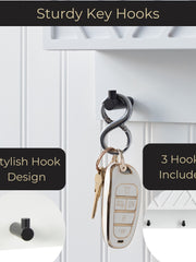 Load image into Gallery viewer, Mail Organizer Wall Mounted - White Wooden Mail Holder for Wall - Key Hanger