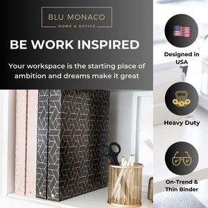 Load image into Gallery viewer, Geometric Gold Foil Black Binder 3 Ring - Set of 2-1 Inch Binders 3 Ring - 3 Ring Binders - 3 Ring Binders 1 Inch, Three Ring Binder - Cute Binder - Modern Preppy - 3 Hole Cute Binders