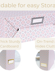 Load image into Gallery viewer, Foldable Magazine File Holder Set of 4 with Moroccan Tile Design – Decorative Cardboard Magazine Organizer for Home, Office & Dorm Room