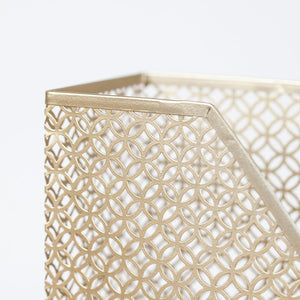 Load image into Gallery viewer, Riviera Gold Magazine File Holder - Decorative Magazine Holder for Desk - Metal Magazine Holders for Shelves - Magazine Organizer Bin - Book Holder and File Boxes