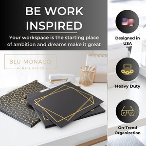 Load image into Gallery viewer, Set of 12 Geometric Black Gold Hanging File Folders Letter Size, Cute Hanging Folders for Filing Cabinet and Hanging File System, Filing Cabinet Folders, Decorative Hanging Filing folders with tabs