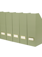 Load image into Gallery viewer, Set of 6 Foldable Magazine File Holders in Earth Green with Label Holders