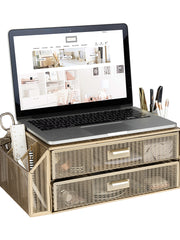 Load image into Gallery viewer, Gold Monitor Stand with Drawers