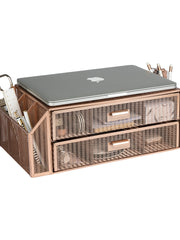 Load image into Gallery viewer, Rose Gold Monitor Stand with Drawers