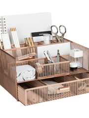 Load image into Gallery viewer, Rose Gold Desk Organizer with Drawer