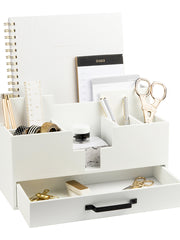 Load image into Gallery viewer, White Wooden Office Supplies Organizer