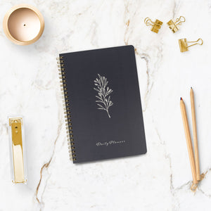Load image into Gallery viewer, BLU MONACO Minimalist Daily Planner and Notebook with Hourly Schedule - 160 Pages, 80 Days - Grey with Botanical Design - Aesthetic Spiral To-Do List Notepad for Easy Task and Appointment Management - Stylish Book for School, Office, or Home Organization