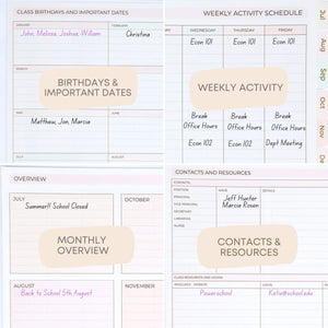 Load image into Gallery viewer, Blu Monaco Teacher Planner 2025-2026 Academic Year - Pastel Stripes, 8.5” x 11” Weekly & Monthly School Lesson Planner Book for Teachers, Spiral Bound, 215 Stickers, Bookmark, July 25-26