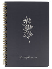 Load image into Gallery viewer, BLU MONACO Minimalist Daily Planner and Notebook with Hourly Schedule - 160 Pages, 80 Days - Grey with Botanical Design - Aesthetic Spiral To-Do List Notepad for Easy Task and Appointment Management - Stylish Book for School, Office, or Home Organization