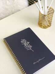 Load image into Gallery viewer, BLU MONACO Minimalist Daily Planner and Notebook with Hourly Schedule - 160 Pages, 80 Days - Grey with Botanical Design - Aesthetic Spiral To-Do List Notepad for Easy Task and Appointment Management - Stylish Book for School, Office, or Home Organization