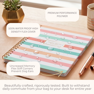 Load image into Gallery viewer, 2026–2027 Teacher Planner – Pastel Striped Cover | Best‑Selling Academic Lesson Plan Book for Teachers | July 2026–June 2027 | Monthly & Weekly Planning, Stickers, Pocket & Snap‑In Bookmark