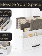 Load image into Gallery viewer, White Wooden Mail Organizer with Drawer