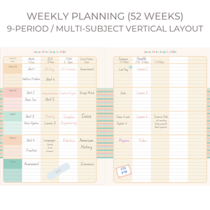 Load image into Gallery viewer, 2026–2027 Teacher Planner – NEW Floral Cover | Academic Year Lesson Plan Book for Teachers | July 2026–June 2027 | Monthly & Weekly Planning, Stickers, Pocket & Snap‑In Bookmark